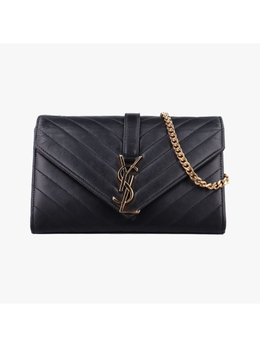 Saint Laurent Monogram Envelope Black Leather